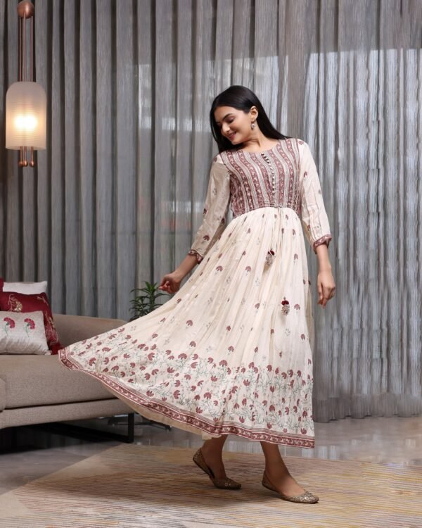 Chandni - Flared Beige Dress