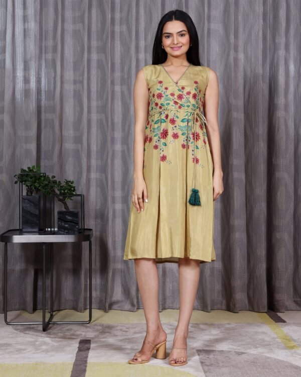 Kusum - Golden Beige Knee Length Dress