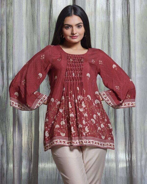 Chandni - Maroon Flared Top With Bell Sleeves