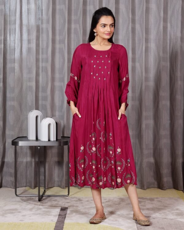 Noor - Rosehip Red Flared Dress