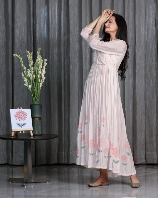 Hydrengea - Ice Peach Ruffle Floor Length Dress