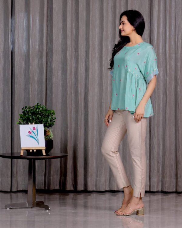 Gulab - Aqua Blue Batwing Top