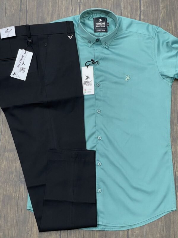 Turquoise Shirt with Black  Trouser (Combo)