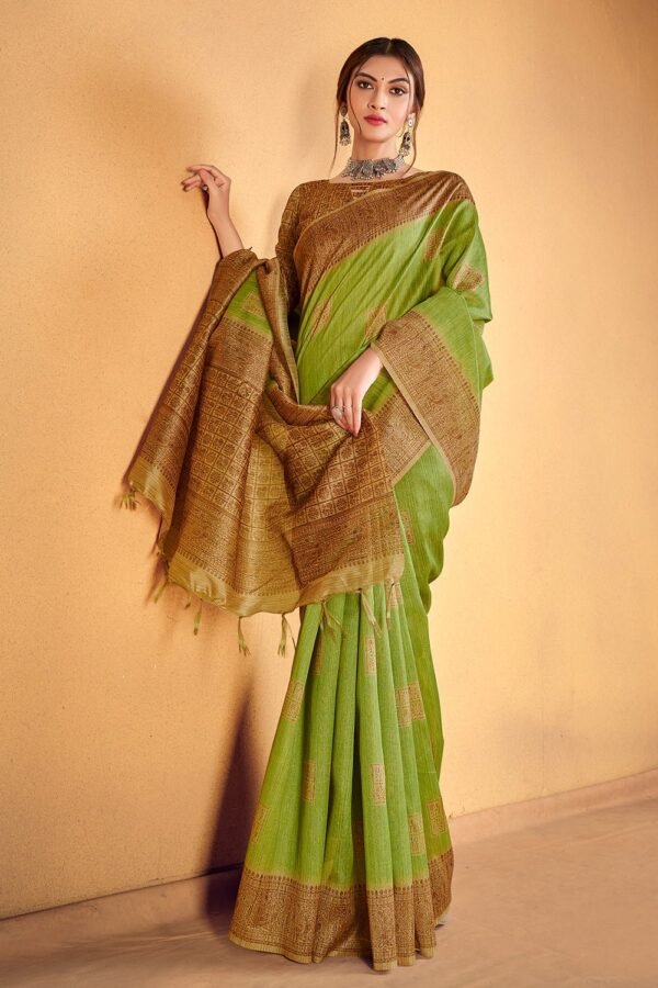 Pear Green Cotton Silk Saree
