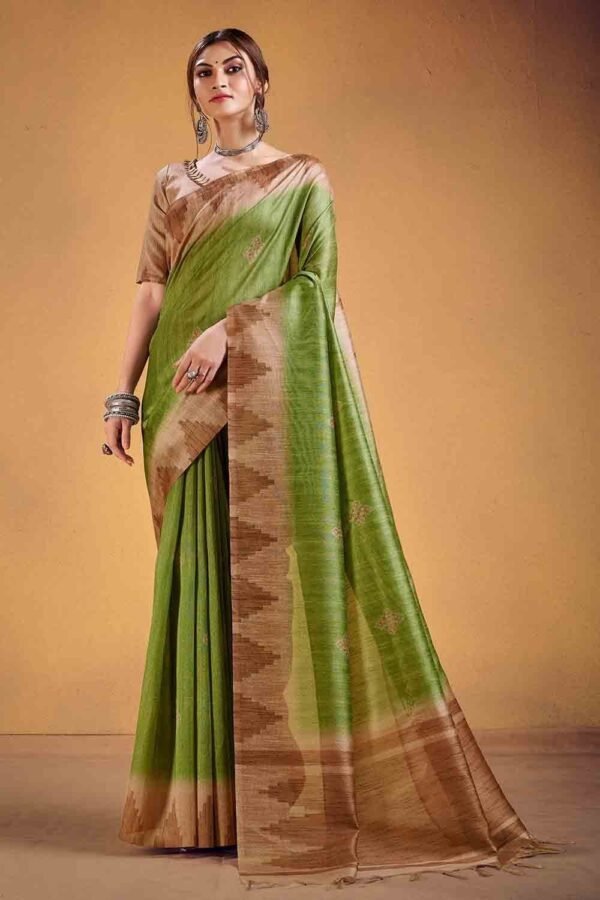 Pear Green Cotton Silk Saree