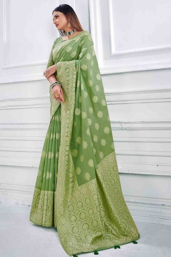 Russian Green Cotton Saree