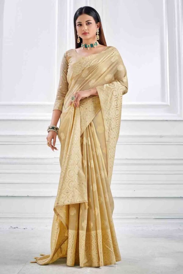 Buttermilk Beige Cotton Saree