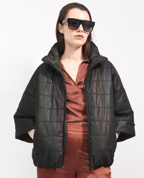 Uksha Women'S Habit Black Jacket Zip Closure Solid