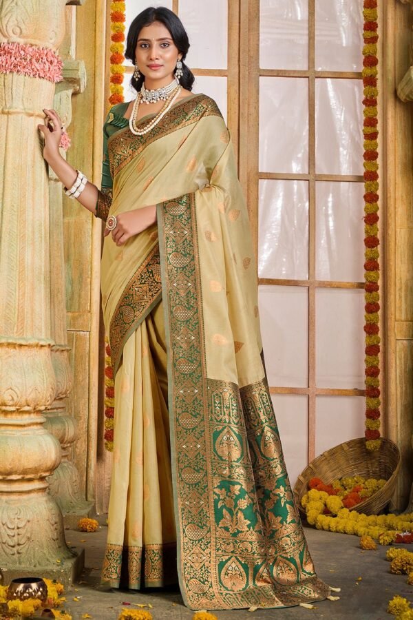 Tan Beige Cotton Saree