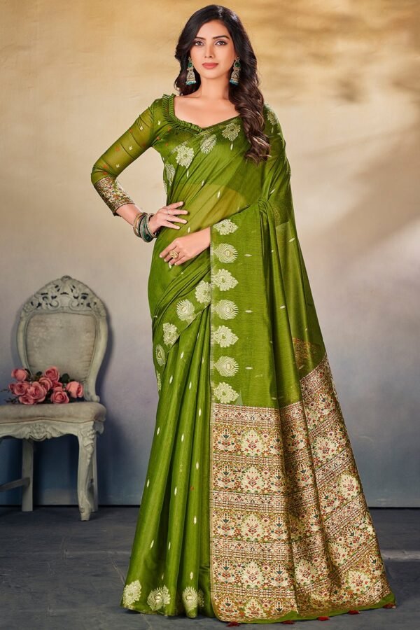 Slimy Green Cotton Saree