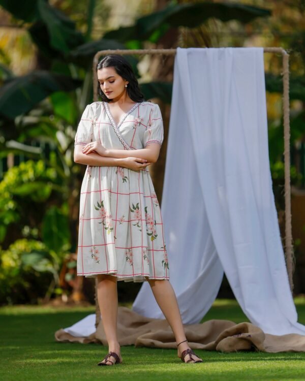 Dove White Dress With Cherry Blossom Print