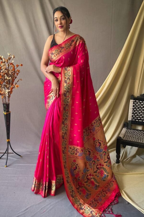 Shocking Pink Paithani Saree