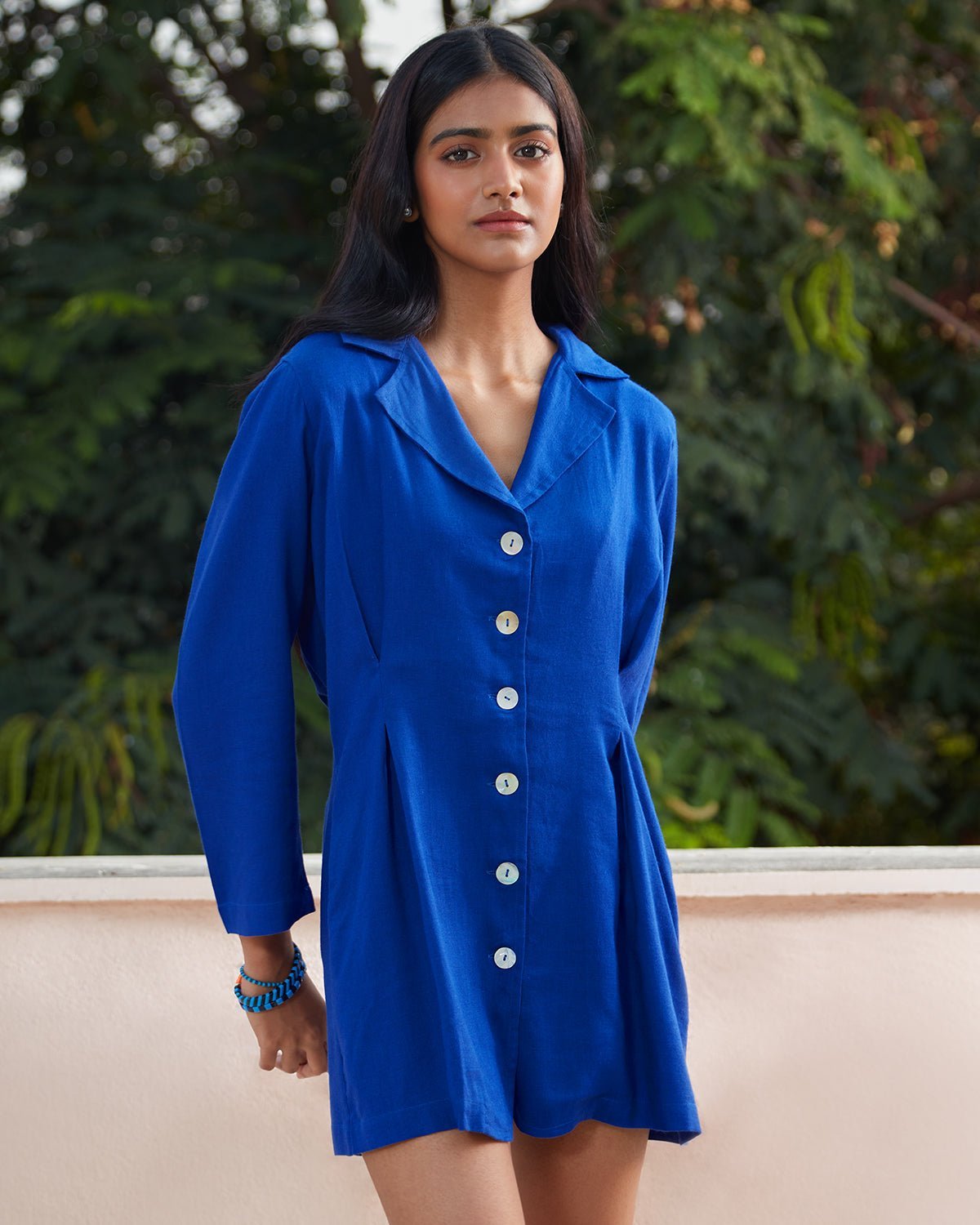 Ocean Breeze Pleated Blazer Dress