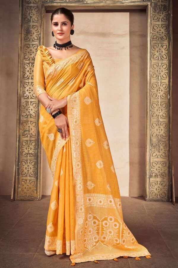 Marigold Yellow Cotton Saree