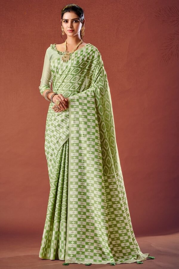 Mint Green Cotton Saree