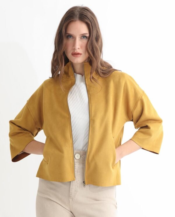 Uksha Women'S Vasu 1 Mustard Jacket Zip Closure Solid