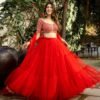 Red Net Gota Lehenga Set