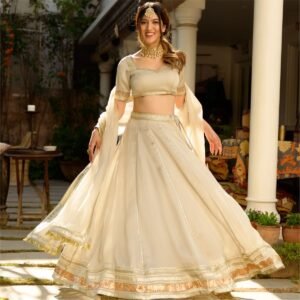 Grey Silk Solid Lehenga Set