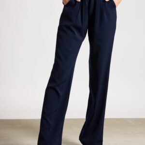Women's Pleated Navy Blue Korean Pant