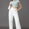 Seoul White Pleated Women's Straight Korean Pants