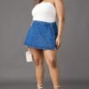 Curve Dark Blue Denim Skort