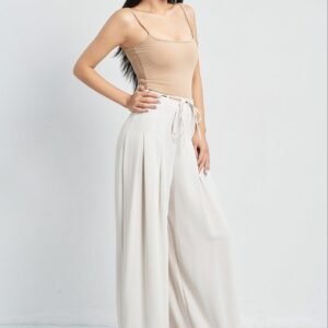 Cinched Drawstring Wide Leg Pants