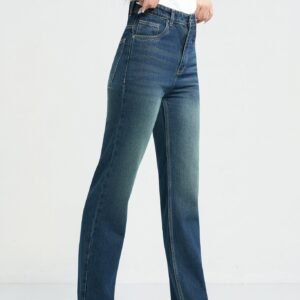 Wash Out Indigo Blue Tailored Straight Leg Jeans