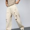 Ecru Escape Distressed Men's Baggy Straight Jeans