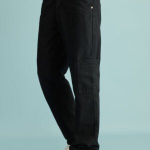 Stealth Black Men's Straight Cargo Jeans