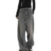 Grey Vintage Washed Wide Leg Baggy Jeans