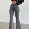 Neutral Grey Bootleg High Rise Jeans