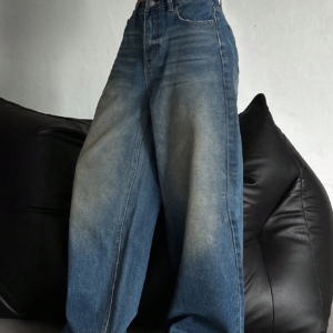 Stale Blue Baggy Wide Leg Jeans