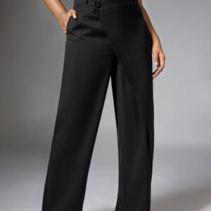 Onyx Black Wrap Front Korean Pants