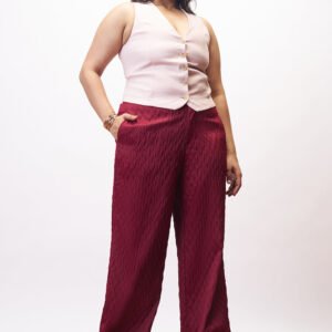 Rosy Glow Curve Textured Korean Pants
