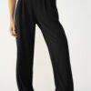 Black Double Pleated Women's Straight Korean Pants