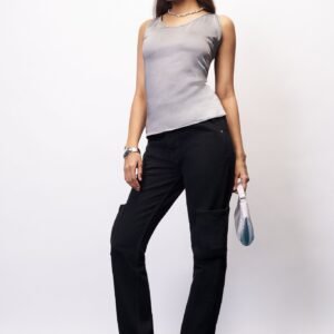 Elevated Noir Women's Straight Cargo Jeans