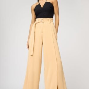 Soft Sand Belted Women's Flared Korean Pants