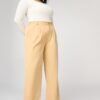 Nude Beige Curve Pleated Straight Korean Pants