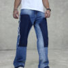 Watch Out Blue Stitched Loose Straight Fit Leg Denim