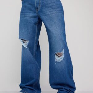 Men's Urban Distressed Wide Fit Denim Jeans