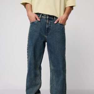 Edgy Acid Blue Men's Baggy Straight Jeans