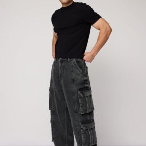 Faded Slate Utility Men's Baggy Cargo Jeans