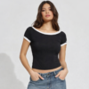Contrast Soft Touch Scoop Neck Tee