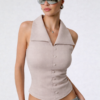Collared Pin Up Vest Top