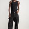 Black Men's Baggy Straight Cargo Jeans