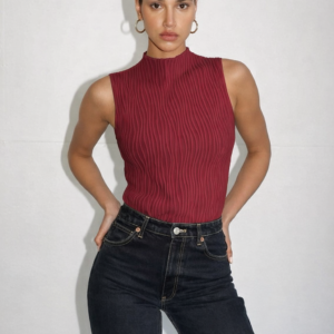 Soft High Neck Textured Top