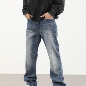 90's Front Seam Loose Fit Straight Leg Denim