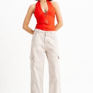 Bisque Women's Wide Cargo Jeans