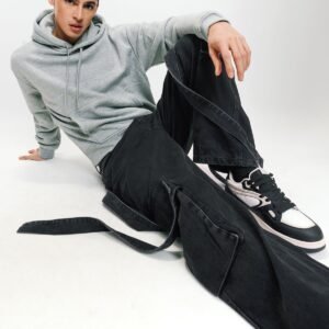 Black Men's Baggy Cargo Jeans