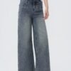 Laced Pleat Wide Leg Jeans